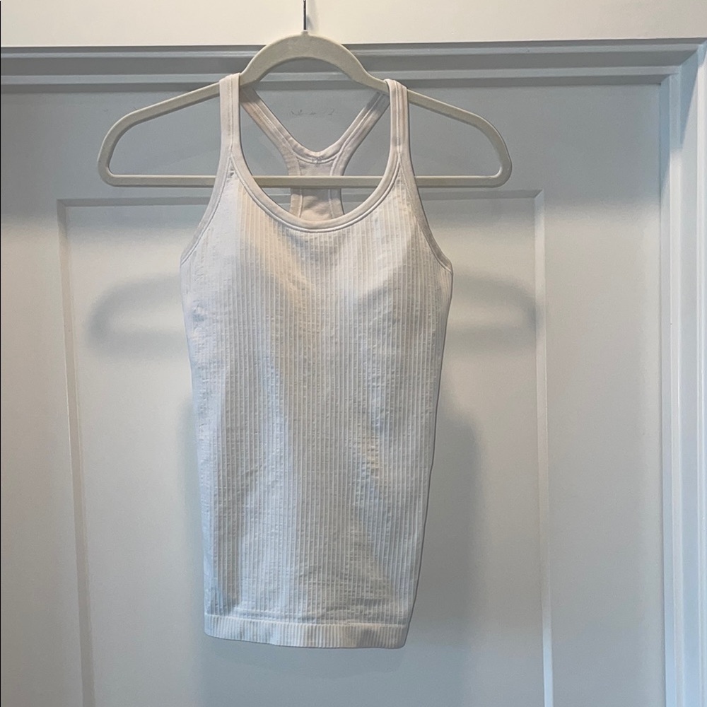 Lululemon White Ribbed Ebb to Flow Tank Top